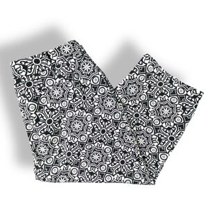 Talbots Petites Black and White Geometric Patterned Cropped Pants Wms sz 14W